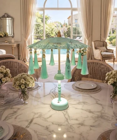 Missidea Celestia Mint Ledli Dekoratif Bali Şemsiyesi