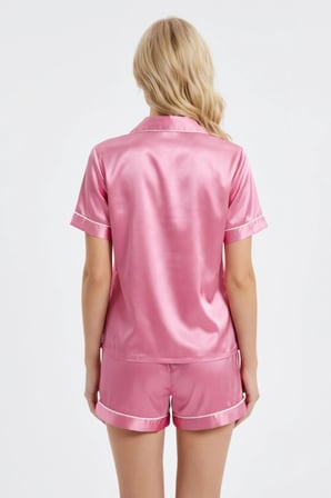 Laperissa Kadın Pembe Biye Detaylı Saten Dokuma Pijama Takımı