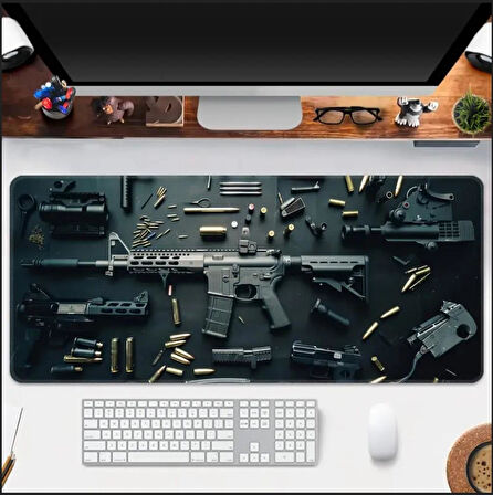 70X30 CM TÜFEK TASARIMI KAYDIRMAZ TABAN SPEED YÜZEY OYUNCU MOUSE PAD GAMİNG