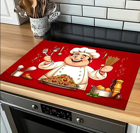 55 CM x 45 CM JOLLY ŞEF VE MAKARNA TASARIMI TEZGAH ÜSTÜ BULAŞIK KURUTMA MATI BULAŞIKLIK KURUTMA ÖRTÜSÜ