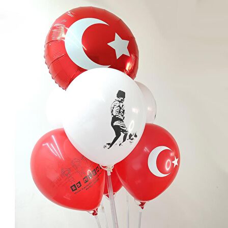 23 Nisan Temalı Balon Bayrak Süsleme Seti 13 Parça - Kırmızı