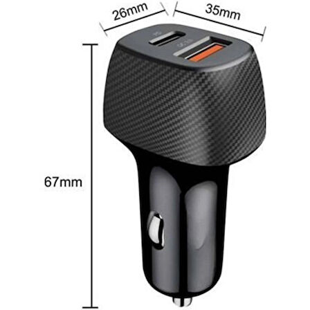 ACR CR-01 Oto Çakmaklık Şarj Cihazı – 38W Maks Hızlı Şarj (USB-A ve USB-C PD Destekli)