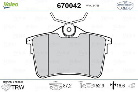 Psa Arka Fren Balatası P308 Sw P307 1,4 16v / 1,6 16v / 2,0 / 1,6hdi / 2,0hdi 09 / 07> Partner Tepee C4 - Valeo 670042