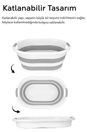 Bella Katlanabilir Silikon Çamaşır Sepeti - Çok Amaçlı Düzenleyici Akordiyon Sepet 25 L
