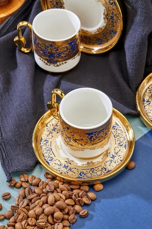 Cooker Royal Crest 90 ml 6 Kişilik Porselen Kahve Fincan Takımı CKR3869