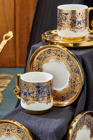 Cooker Royal Crest 90 ml 6 Kişilik Porselen Kahve Fincan Takımı CKR3869