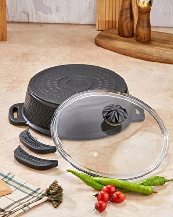 Cooker Kristal 22 Cm Derin Tencere Siyah Ckr3284