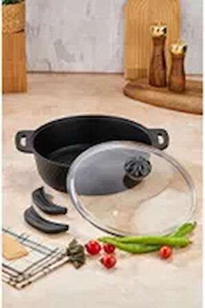 Cooker Kristal 26 Cm Basık Tencere Siyah Ckr3272