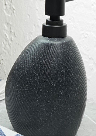 Taş Desenli Sıvı Sabunluk - Sünger Hazneli Mutfak Sabunluğu - 700 ML -  Çizgi Desen Siyah