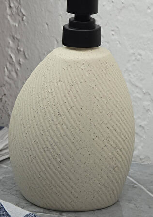 Taş Desenli Sıvı Sabunluk - Sünger Hazneli Mutfak Sabunluğu - 700 ML -  Çizgi Desen Krem