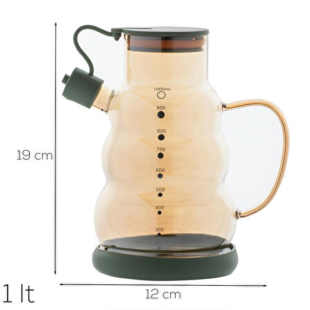 Porsima 3617 Kapaklı Borosilikat Cam Yağlık Sirkelik Yağdanlık 1000ml Yeşil