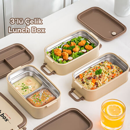 Porsima 1612 Isı Yalıtımlı Paslanmaz Çelik 3 Katlı 4 Bölmeli Vakumlu Yemek Termosu Beslenme Kutusu Taşınabilir Lunch Box Sefer Tası
