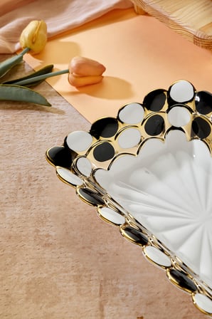 Cooker 30 cm Porselen Dikdörtgen Sunumluk Dekoratif Kase CKR3838