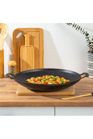 GRANİT DÖKÜM SAÇ KAVURMA TAVASI 34 CM