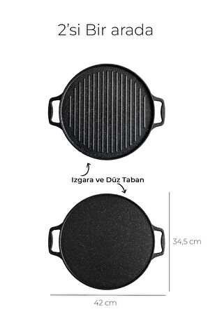 ÇİFT TARAFLI ÇİFT KULPLU DÖKÜM TAVA İSTER IZGARA İSTER GÖZLEME