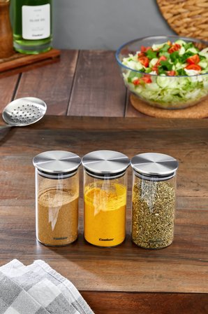 Cooker 3'lü 300 ml Metal Kapaklı Borosilikat Cam Kavanoz Seti CKR3893