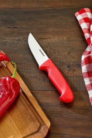 Cooker 25 cm Paslanmaz Çelik Kasap Bıçağı Kırmızı CKR4596