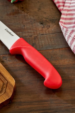 Cooker 29 cm Paslanmaz Çelik Kasap Bıçağı Kırmızı CKR4598