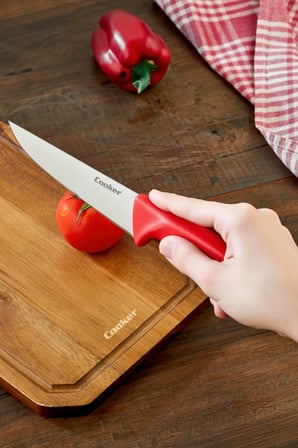 Cooker 29 cm Paslanmaz Çelik Kasap Bıçağı Kırmızı CKR4598