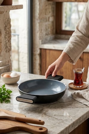 Cooker Cliff 22 cm Seramik Kaplama Sahan Siyah CKR4641