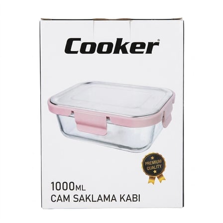 Cooker CKR3488 Cam Saklama Kabı 1000 ml Pembe