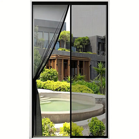 Mıknatıslı Siyah İki Kanat Kapı Sinekliği Yıkanabilir 210x100 Cm