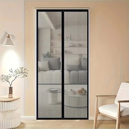 Mıknatıslı Siyah İki Kanat Kapı Sinekliği Yıkanabilir 210x100 Cm