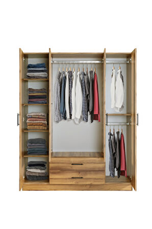 Gardırop, Blesk Atlas 4 Kapaklı, Aynalı Çekmeceli Dolap