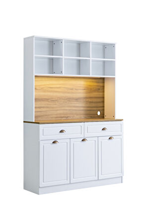 Blesk İnce Kum Aydınlatmalı Kahve Köşesi Dolabı – Raflı, Çekmeceli