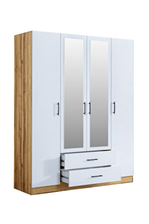 Gardırop, Blesk Oya 4 Kapaklı, Aynalı Çekmeceli Dolap