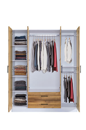 Gardırop, Blesk Line 4 Kapaklı, Aynalı Çekmeceli Dolap