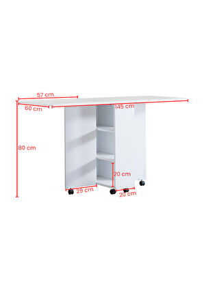 Blesk Mio Katlanabilir Tekerlekli Çok Amaçlı Yemek Masası – Raflı ve Portatif Tasarım