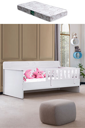 Karyola, Flora Montessori Karyola - Beyaz + 1 Adet Comfort Yatak