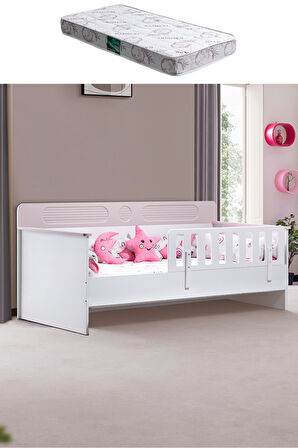 Karyola, Flora Montessori Karyola - Pembe + 1 Adet Comfort Yatak
