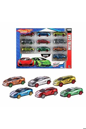 Speed Car 10'lu Metal Die-cast Araba Hot Wheels Benzeri Oyuncak Model Araba Seti