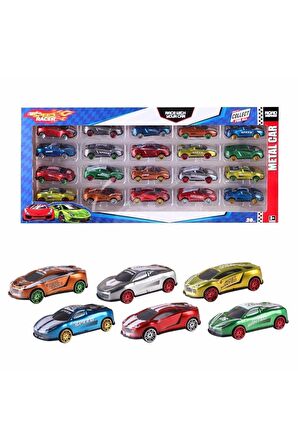 Speed Car 20'li Metal Die-cast Araba Hot Wheels Benzeri Oyuncak Model Araba Seti