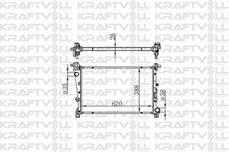 Fiat Motor Su Radyatoru Egea Cross 1,3 / 1,6 Mjet / 1,4 Benzinli (mt) (620*398*26) Brazıng - Kraftvoll 08040068