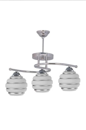 Fuji Modern Tasarım Salon Mutfak Yatak Odası Krom Gri Renk Çizgili Camlı 3 lü Avize