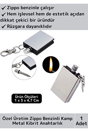 Premium Taşınabilir Pratik Kamp Doğa Av Günlük Rüzgarda Sönmez Zippo Benzin Metal Kibrit Anahtarlık