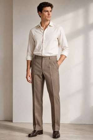 BİHAN ERKEK PANTOLON  WOLMİKX PİLESİZ-KAHVE