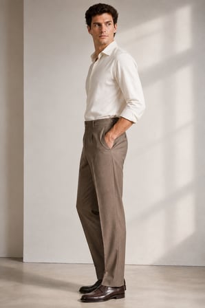 BİHAN ERKEK PANTOLON  WOLMİKX PİLESİZ-KAHVE