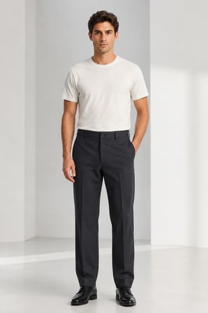 Erkek Regular Fit Ütü Çizgili Kumaş Pantolon 627-Füme