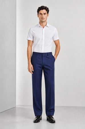 Erkek Regular Fit Klasik Kesim  Pilesiz Lastikkotin Kumaş Pantolon 003-Lacivert