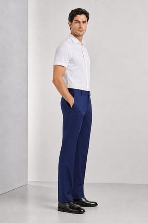 Erkek Regular Fit Klasik Kesim  Pilesiz Lastikkotin Kumaş Pantolon 003-Lacivert