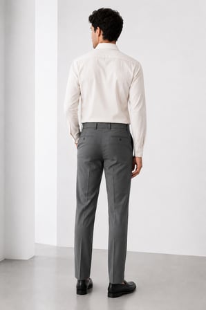 Erkek Slim Fit Klasik Kumaş Pilesiz Pantolon 919-Gri