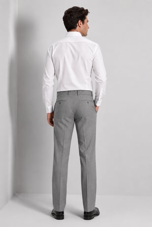 Erkek Slim Fit Kumaş Pilesiz Pantolon Mc308-Açık Gri