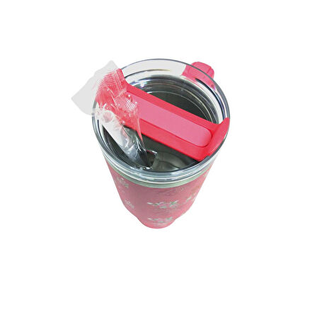 Cooker YK1549 Pipetli 1,2 lt Çelik Bardak Termos Pembe