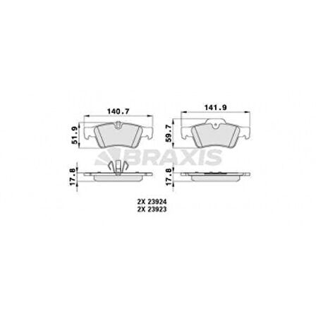 Mercedes Fren Balatası Arka W463 04> W164 05>11 W251 05>12 - Braxıs Aa0239