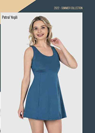 LAYDEST 2665 BATTAL ŞORTLU ELBİSE MAYO