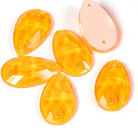 Gymo Premium Delikli Dikme Kristal Taş Teardrop 10.5*18mm N05 Orange Neon (28 Ad)